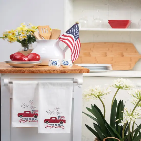 Proud To Be An American Kitchen Towel Patriotic Dishtowel Decor {4}