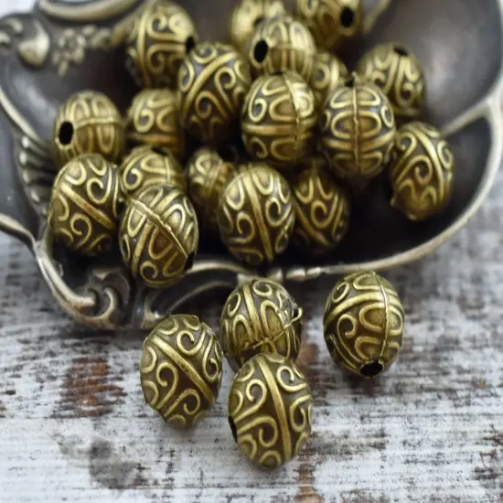 *50* 7mm Antique Bronze Round Spacer Beads {4}