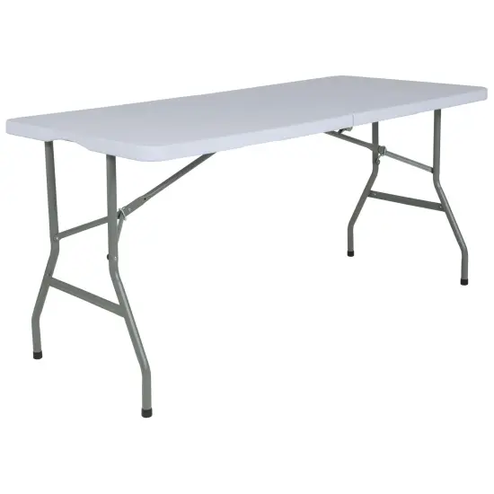 Emma and Oliver 4.97-Foot Bi-Fold Plastic Folding Table Granite White {1}