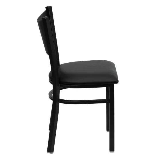 Emma and Oliver 2 Pack Coffee Back Metal Restaurant Chair BlackVYL/BlackMetal {4}