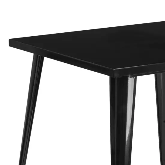 Merrick Lane Baird 31.75" Square Metal Dining Table for Indoor and Outdoor Use Black {6}