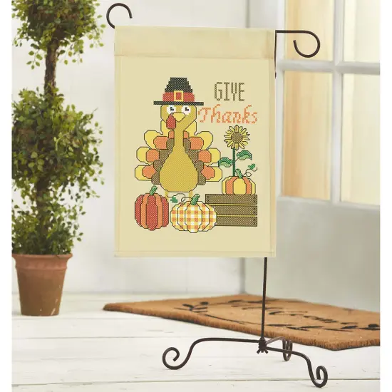 HerrschnersGive Thanks Porch Flag Stamped Cross-Stitch Kit Multicolor {1}