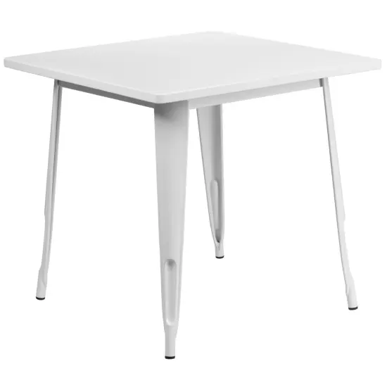 Merrick Lane Nash 31.5" Square Metal Table for Indoor and Outdoor Use White {2}