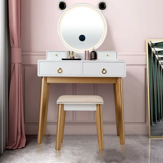 Vanity Table Touch Screen Dimming Mirror with Wireless Speakers {2}