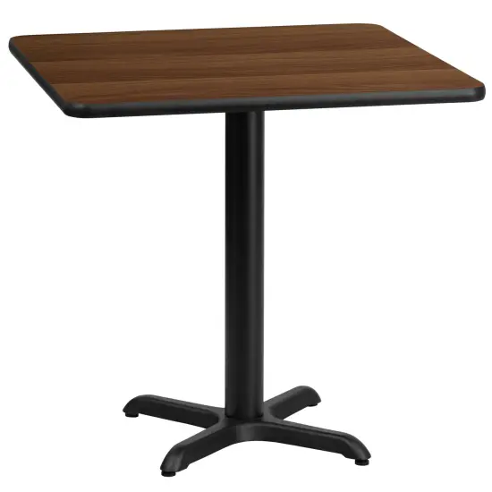 Emma and Oliver 30" Square Laminate Table Top with 22"x22" Table Height Base Walnut {1}