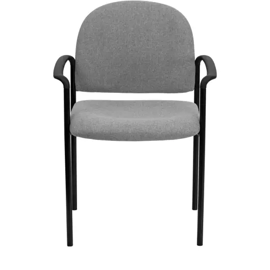 Emma and Oliver Comfort Stackable Steel Side Reception Chair with Arms Gray Fabric {3}