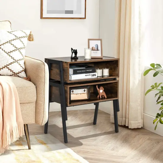 2 Pieces Stackable Night Stand Bedside End Table Set {2}