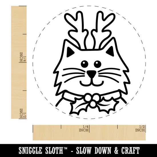 Cat Reindeer Christmas Self-Inking Rubber Stamp for Stamping Crafting Planners Dry Pad (No Ink) {1}