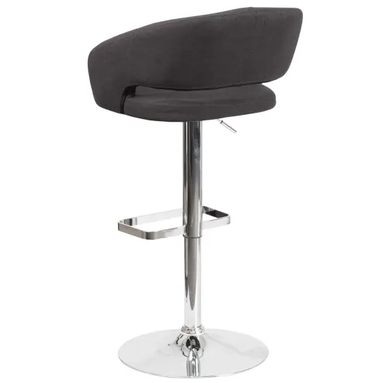 Merrick Lane Rothko Modern Bar Stool Rounded Mid-Back Stool With Height Adjustable Swivel Seat Charcoal Fabric {4}