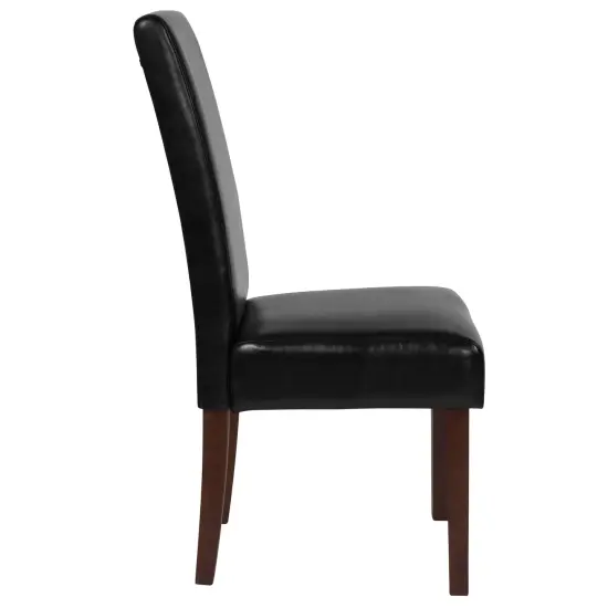 Merrick Lane Ellison Mid-Century Panel Back Parsons Accent Dining Chair - Set of 6 Black LeatherSoft {5}