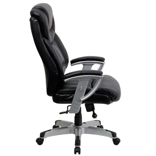 Emma and Oliver 400 lb. Big & Tall High Back Ergonomic Office Chair, Silver Adjustable Arms Black LeatherSoft {5}