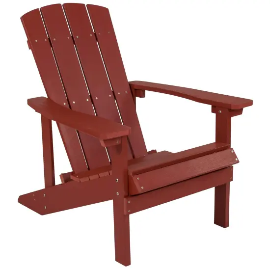 Merrick Lane Riviera Azure Adirondack Patio Chairs With Vertical Lattice Back And Weather Resistant Frame Red {1}