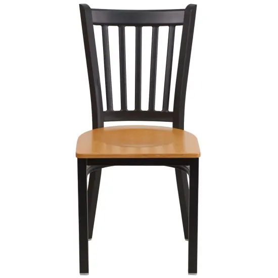 Emma and Oliver Vertical Back Metal Restaurant Dining Chair Mahogany/BlackMetal {8}