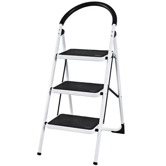 Heavy Duty Industrial Lightweight Folding Stool 3 Step Ladder {1}