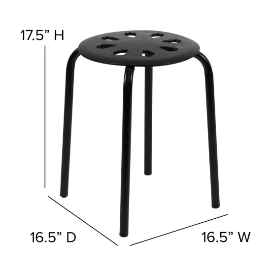Emma and Oliver Plastic Nesting Stack Stools - School/Office/Home, 17.5"Height (5 Pack) Black {4}
