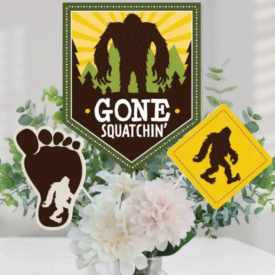 Big Dot of Happiness Sasquatch Crossing - Bigfoot Party or Birthday Party Centerpiece Sticks - Table Toppers - Set of 15 {1}