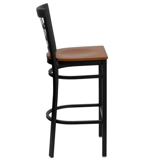 Emma and Oliver Window Back Metal Restaurant Dining Barstool Cherry/BlackMetal {4}