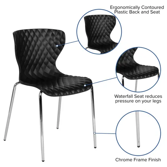 Emma and Oliver Contemporary Design Accent Dining Plastic Stack Chair Black {2}