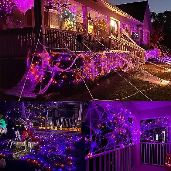Halloween Lights, 66FT 200 LED Plug in Green Wire String Light, 8 Lighting Modes Waterproof Fairy Mini Lights for Indoor Outdoor Christmas Wedding Party Decorations (Orange & Purple) {6}