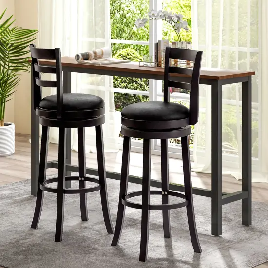 Set of 2 Bar Stools Swivel Bar Height Chairs with PU Upholstered Seats Kitchen {3}