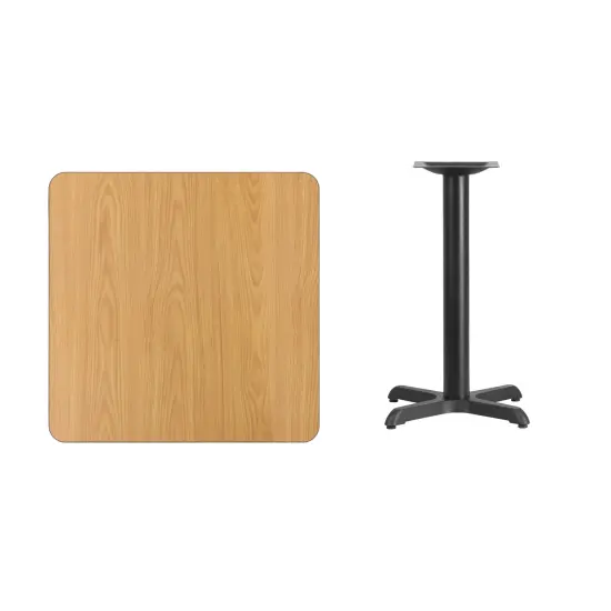 Emma and Oliver 30" Square Laminate Table Top with 22"x22" Table Height Base Natural {3}