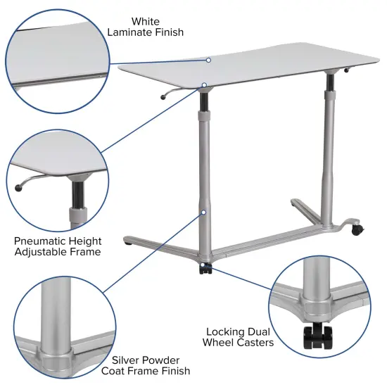 Emma and Oliver Sit-Down, Stand-Up Ergonomic Computer Desk - Standing Desk Light Gray {2}