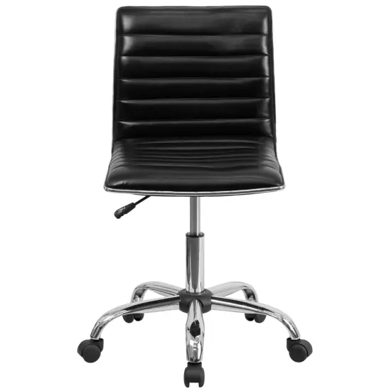 Merrick Lane Amelie Home Office Chair Ergonomic Executive Ribbed Low Back Armless Computer Desk Chair - Base, Frame & Border BlackVinyl/Chrome {3}