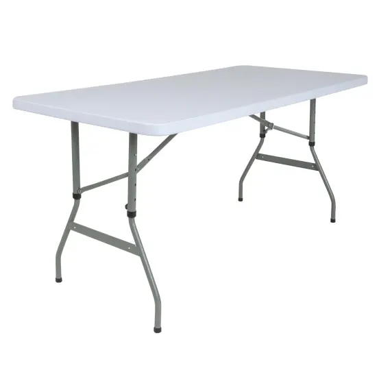 Emma and Oliver 4.93-Foot Height Adjustable Plastic Folding Table Granite White {1}