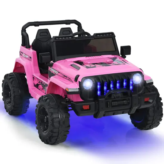 12V Kids Ride-on Jeep Car with 2.4 G Remote Control and LED Light Effects Pink {1}