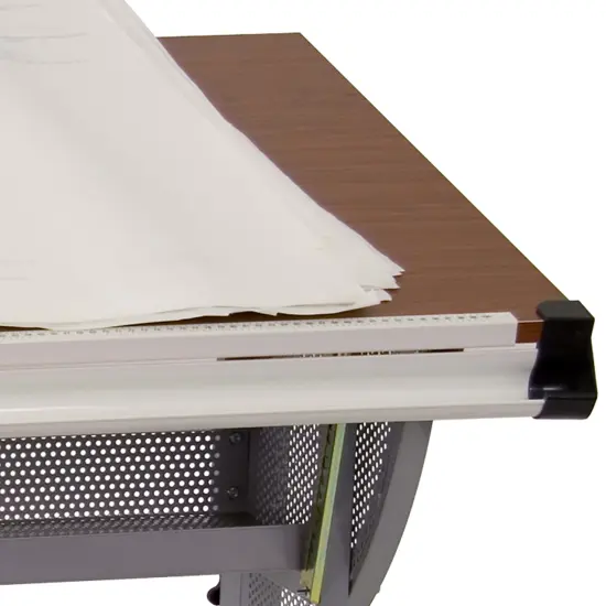 Emma and Oliver Adjustable Drawing and Drafting Table with Pewter Frame Cherry {5}