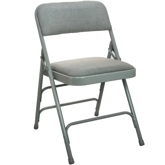 Emma and Oliver 2-pack Advantage Padded Metal Folding Chair - Fabric Seat GreyFabric/GreyMetal {5}