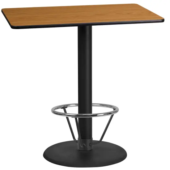 Emma and Oliver 24"x42" Rectangular Laminate Bar Table with 24"RD Foot Ring Base Mahogany {3}