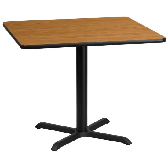 Emma and Oliver 36" Square Laminate Table Top with 30"x30" Table Height Base Black {7}