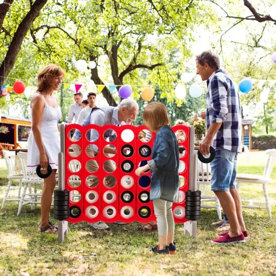 3.5 Feet Tall Jumbo 4 to Score Giant Game Set with 42 Jumbo Rings Red {2}
