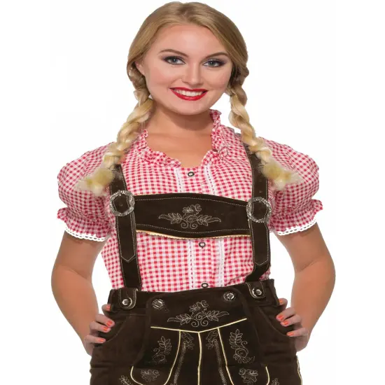 Adult's Womens German Apline Oktoberfest Lederhosen Red Shirt Costume {1}