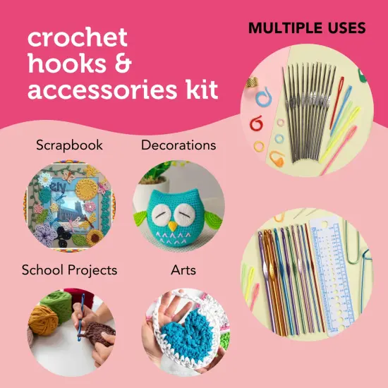 Incraftables Crochet Hook Set with Case 100pcs. Best Crochet Hook Kit for Beginners & Professionals. Ergonomic Crochet Tools with Needles, Scissors, Ruler, Head Pins & Accessories for Kids & Adults {4}