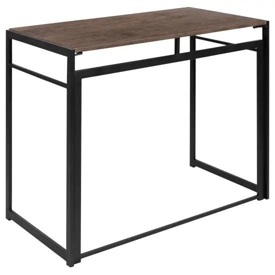 Merrick Lane Perth Folding Computer Desk with Rustic Wood Grain Finish and Metal Frame, Folding Laptop Desk for Home Office {4}