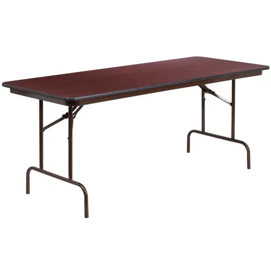 Emma and Oliver 6-Foot High Pressure Mahogany Laminate Folding Banquet Table {1}