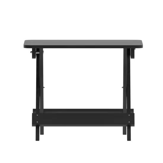 Merrick Lane Ridley Outdoor Folding Side Table, Portable All-Weather HDPE Adirondack Side Table Black {4}