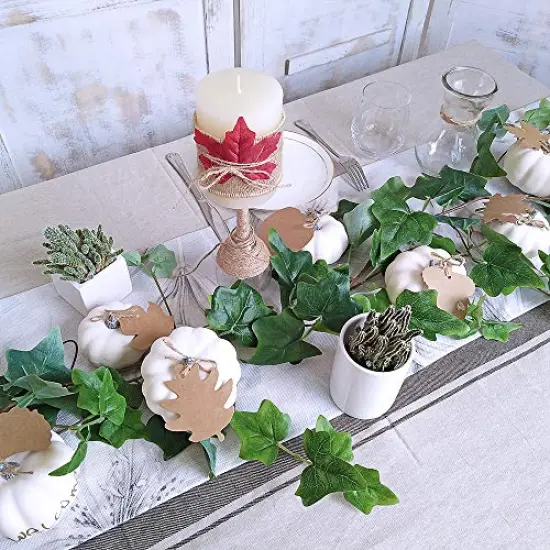 12 PCS Assorted Sizes Rustic Harvest White Artificial Pumpkins for Halloween, Fall Thanksgiving Decorating Harvest Embellishing and Displaying {5}