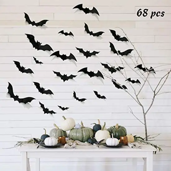 68 Pieces Bat Wall Decor, Halloween Bats Decorations 3D Bats Wall Decor Realistic PVC Bats Stickers for Outdoor DIY Home Decor Party Supplies {2}