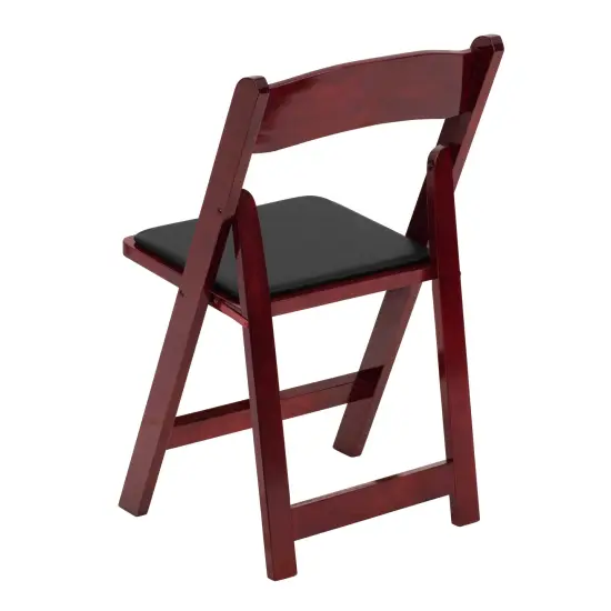 Emma and Oliver 2 Pack Wedding Party Event Wood Folding Chair with Vinyl Padded Seat Mahogany {4}