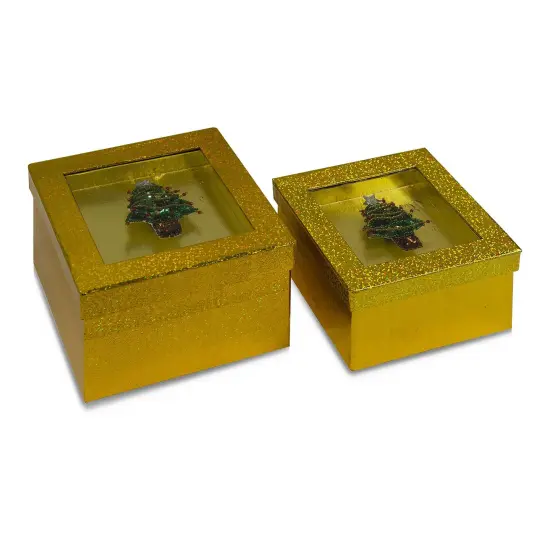 Hologram Gift Box Set with Decorative Christmas Tree Sequin Applique/Patch {2}