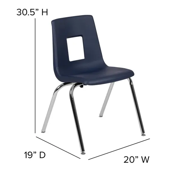Emma and Oliver Student Stack School Chair - 18-inch Navy {4}