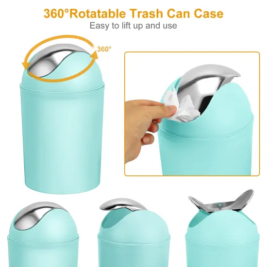 Eggracks 6 Pcs Bathroom Accessories Set including Soap Dispenser | Toothbrush Holder | Tumbler | Soap Dish | Toilet Cleaning Brush and Trash Can Aqua {5}