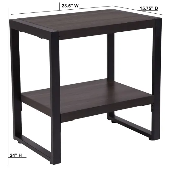 Emma and Oliver Wood Grain Finish End Table with Metal Frame Charcoal {3}
