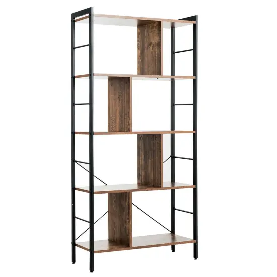 Costway 4-Tier Bookcase Industrial Bookshelf Floor Standing Storage Rack {1}