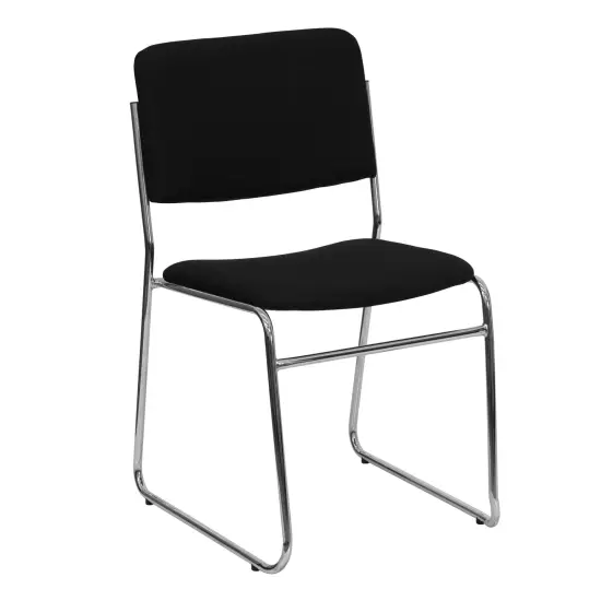 Emma and Oliver 500 lb. Capacity High Density Stacking Chair with Sled Base BlackVinyl/Black {6}