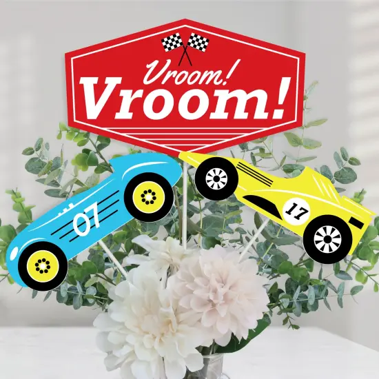Big Dot of Happiness Let's Go Racing - Racecar - Race Car Birthday Party or Baby Shower Centerpiece Sticks - Table Toppers - Set of 15 {1}