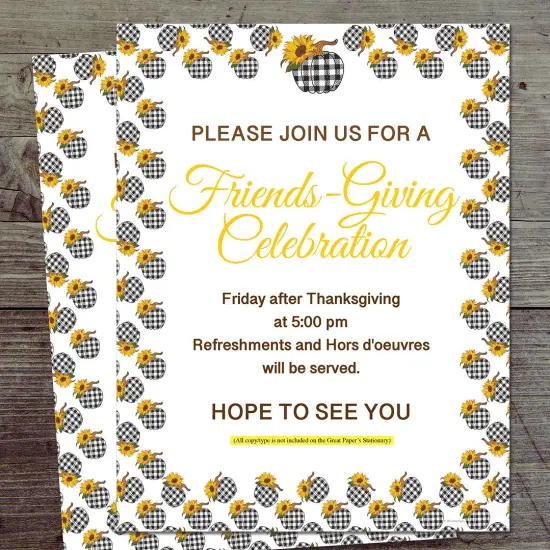 Great Papers! Sunny Plaid Pumpkin Letterhead, for Invitations, Announcements and Personal Messages, Printer Friendly 8.5" x 11", 50 Pack (2023033) {3}